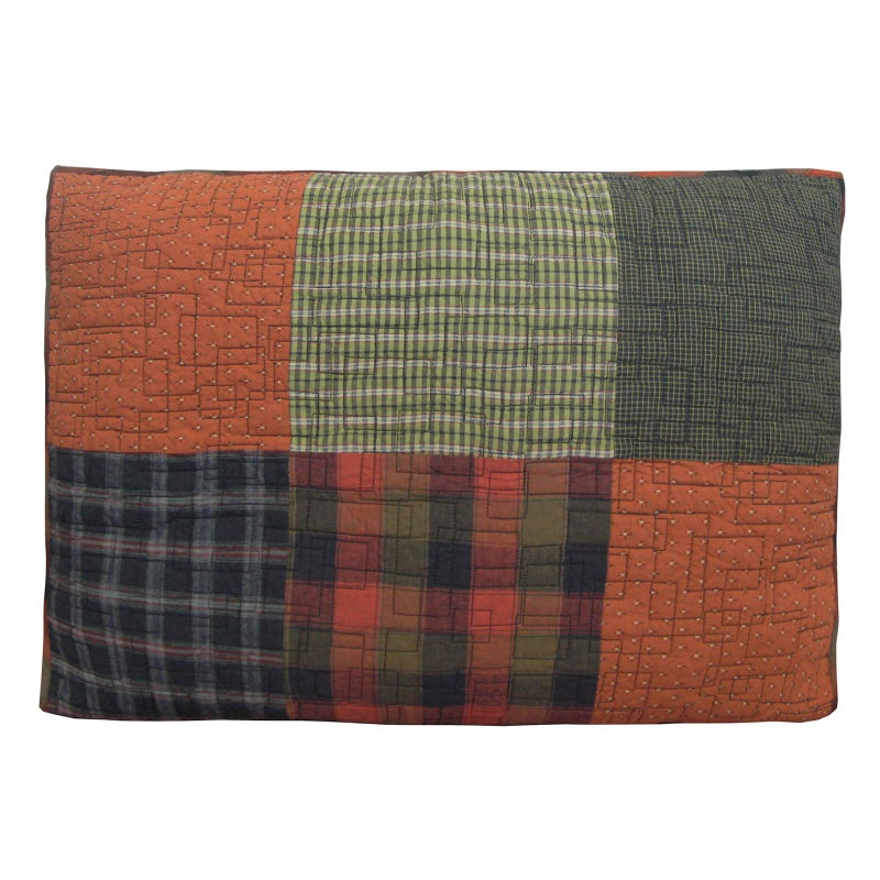 Donna Sharp Cotton Pillow Sham - Woodland Square Lodge Decorative Pillow Cover with Patchwork Pattern - Standard - Image 1